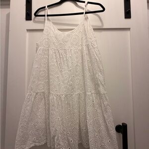 Elegant White Eyelet Mini Dress